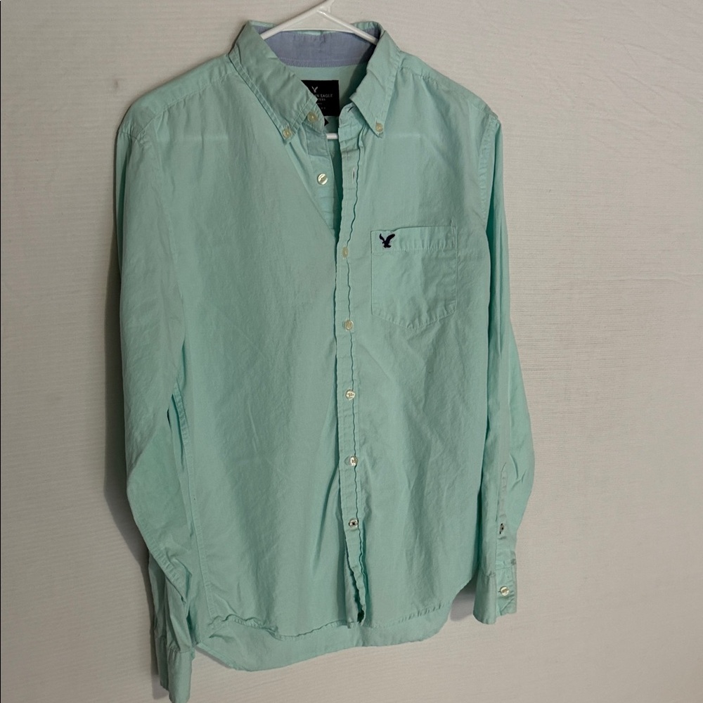American Eagle Outfitters Mint Green Button-Down Shirt